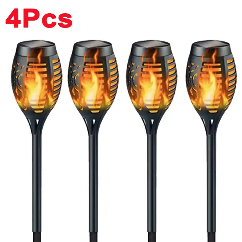 12LED Solar Flame Torch Light – Waterproof Flickering Outdoor Garden Lamp (1-12PCS)